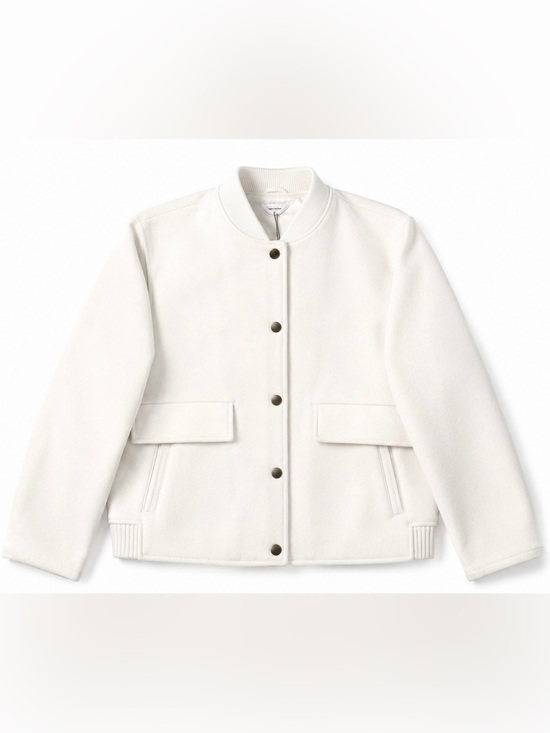 Brooklyn Industries Jackets & Blazers - Brooklyn Industries Ivory Felt Bomber Jacket Snap Front Flap Pocket NWT Small